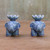 Blue Ceramic Elephant with Lotus Incense Holders (Pair) 'Lotus Elephant in Blue' Blue Ceramic Elephant with Lotus Incense Holders (Pair) 'Lotus Elephant in Blue'