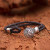 Men's Sterling Silver and Leather Viking Bracelet from Bali 'Viking Compass'