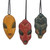 Wood African Mask Ornaments from Ghana (Set of 3) 'Mblo Masks' Wood African Mask Ornaments from Ghana (Set of 3) 'Mblo Masks'