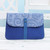 Leather Accent Cotton Applique Tablet Case in Blue 'Work and Play'