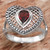 Sterling Silver and Garnet Heart Shaped Cocktail Ring 'Bali Heart in Red'