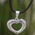 Romantic Hand Crafted Silver Heart Necklace and Leather Cord 'Modern Love'