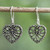Heart Shaped Sterling Silver Dangle Earrings from Thailand 'Heart Blooms'