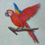 Handcrafted Red Steel Bird Theme Wall Sculpture from Mexico 'Scarlet Macaw'