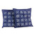 Hill Tribe Artisan Crafted Cotton Batik Cushion Covers Two 'Blue Hmong Starbursts' Hill Tribe Artisan Crafted Cotton Batik Cushion Covers Two 'Blue Hmong Starbursts'
