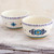 Artisan Crafted Ceramic Bowls with Floral Motif Pair 'Bermuda Star'