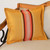 Handwoven Cotton Cushion Cover in Amber from Mexico 'Amber History' Handwoven Cotton Cushion Cover in Amber from Mexico 'Amber History'