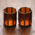 Glass and Brass Candle Holders in Brown from Java Pair 'Malioboro Glow'