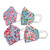 4 Handmade 2-Layer Blue  Red Cotton Masks with Block Prints 'Blossoms on Blue' 4 Handmade 2-Layer Blue  Red Cotton Masks with Block Prints 'Blossoms on Blue'