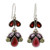 Garnet and amethyst dangle earrings 'Elegance'