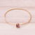Amethyst and 18K Gold Plated Hammered Brass Bangle Bracelet 'Twilight Star'