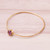 Amethyst and 18K Gold Plated Hammered Brass Bangle Bracelet 'Twilight Star'