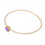 Amethyst and 18K Gold Plated Hammered Brass Bangle Bracelet 'Twilight Star'