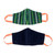 2 Handwoven Cotton Masks in Green Check  Solid Blue 'Cheerful Squares' 2 Handwoven Cotton Masks in Green Check  Solid Blue 'Cheerful Squares'