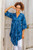 Rayon Batik Asymmetrical Blue Floral Caftan from Bali 'Blue Daisy Paradise'