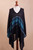 Artisan Crafted Cotton Blend Poncho in Black and Blue 'Seasonal Escape' Artisan Crafted Cotton Blend Poncho in Black and Blue 'Seasonal Escape'