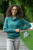 Turtle Neck Cotton Blend Pullover in Viridian from Peru 'Viridian Versatility'
