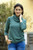 Turtle Neck Cotton Blend Pullover in Viridian from Peru 'Viridian Versatility'