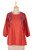 Embroidered Cotton Top in Paprika from India 'Delhi Spring in Russet'