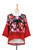 Red Batik Abstract Print Cotton Blouse 'Lanna Melange in Red'