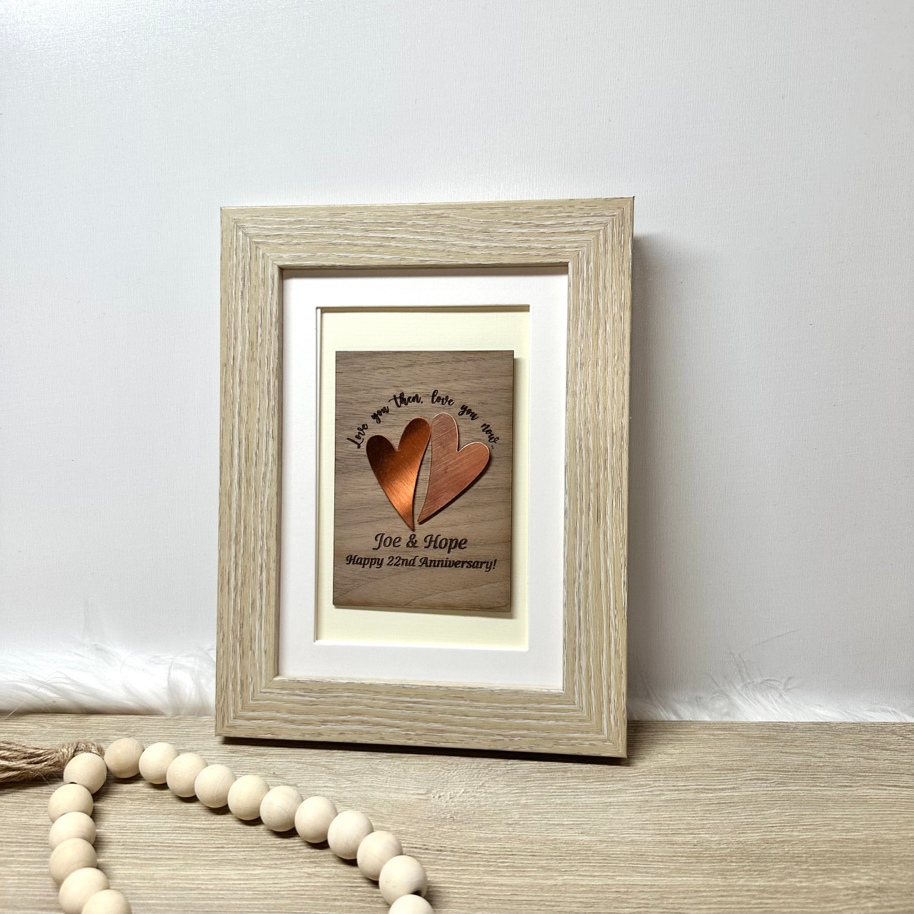 7th Anniversary Gift for Couple • Copper Heart Wall Art