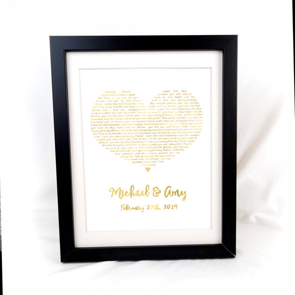 Personalized Anniversary Gift Rose Gold First dance Lyrics Wall Art