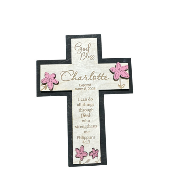 Personalized  Cross  Baptism Gift Engraved Dedication Keepsake