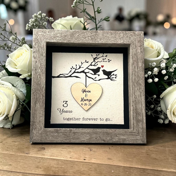 Personalized 3rd Anniversary Gift • Leather Keepsake Frame • Custom Names & Date Engraved • Unique Wedding or Couples Gift