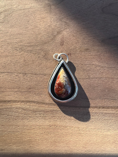 Pear Crazy Lace Silversmith Pendant.