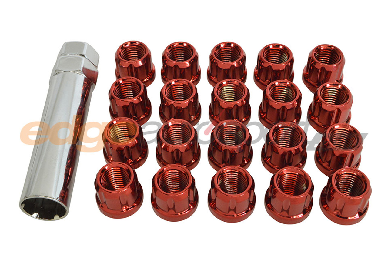 Red wheel lug nuts discount