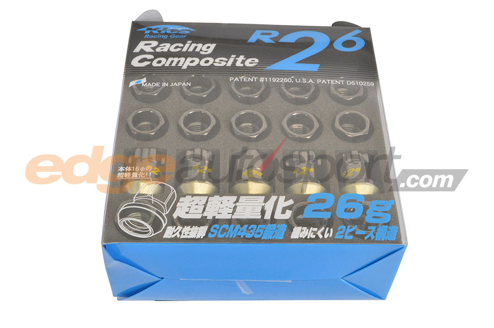 Project Kics R26 Open End Lug Nuts w/ Locking Set BLACK 12x1.5