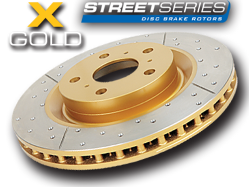DBA Street Series X-Gold Slotted and Drilled Brake Rotor SINGLE | FRONT fits many Subaru / Scion Models
