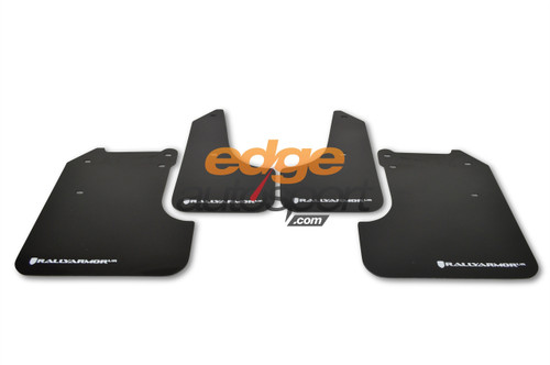 Rally Armor UR Mud Flaps Urethane BLACK w/ WHITE LOGO Subaru Impreza 2008-2011 | WRX 2008-2010
