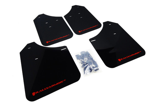 Rally Armor UR Mud Flaps Urethane BLACK w/ RED LOGO (SEDAN) Subaru Impreza ALL 2002-2007