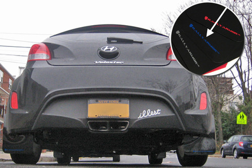 Rally Armor UR Mud Flaps Urethane BLACK w/ GRAY LOGO Hyundai Veloster 2012-2016