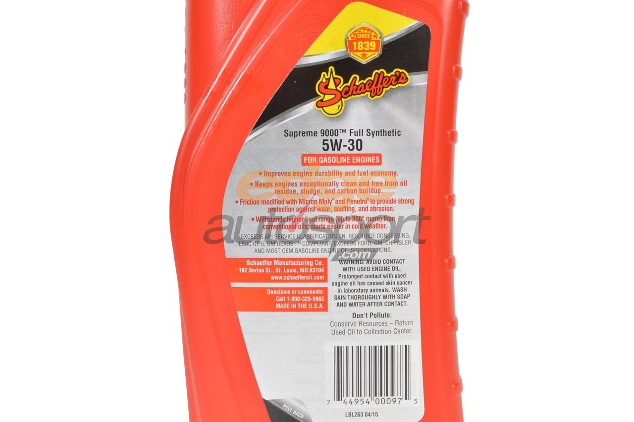 Schaeffer Supreme 9000 Full Synthetic 5W-30 Engine Oil - Schaeffer