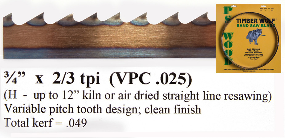 Timber Wolf Band Saw Blade - 99 3/4 X 3/4 X 3TPI For Craftsman 14" & Rikon 10-321 Saws