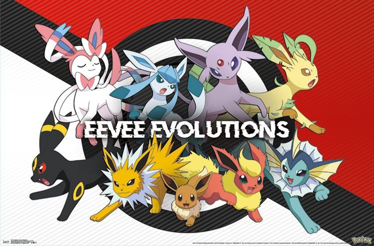 Retro Pokemon Eeveelutions Poster Eevee Umbreon Leafeon Canvas