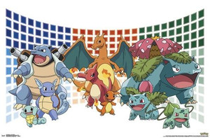 Gen 1 - Kanto Trio Pokémon Poster - Charizard, Blastoise, Venusaur, Charmander, Squirtle, Bulbasaur Gen 1 - Kanto Trio Pokémon Poster - Charizard, Blastoise, Venusaur, Charmander, Squirtle, Bulbasaur