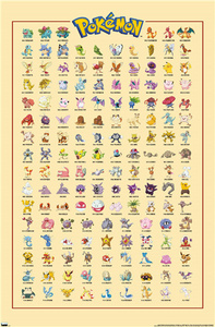 Gen 1 - Kanto Grid Pokémon Poster