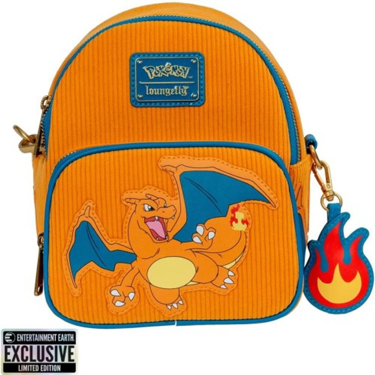 Loungefly - Charizard Corduroy Convertible Mini Backpack EE Exclusive Loungefly - Charizard Corduroy Convertible Mini Backpack EE Exclusive