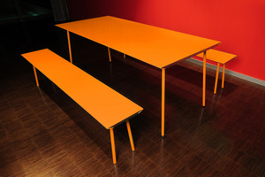 Orange air benches and air table Orange air benches and air table