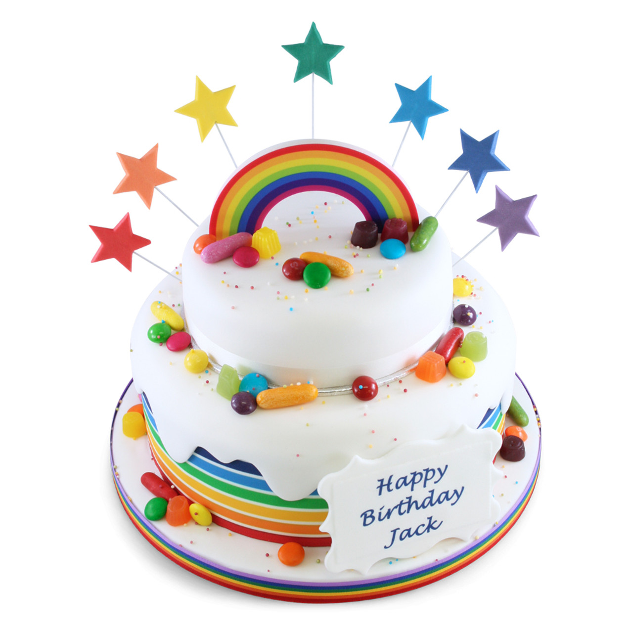 Pastel Rainbow Happy Birthday Cake Topper | Strachan Creative