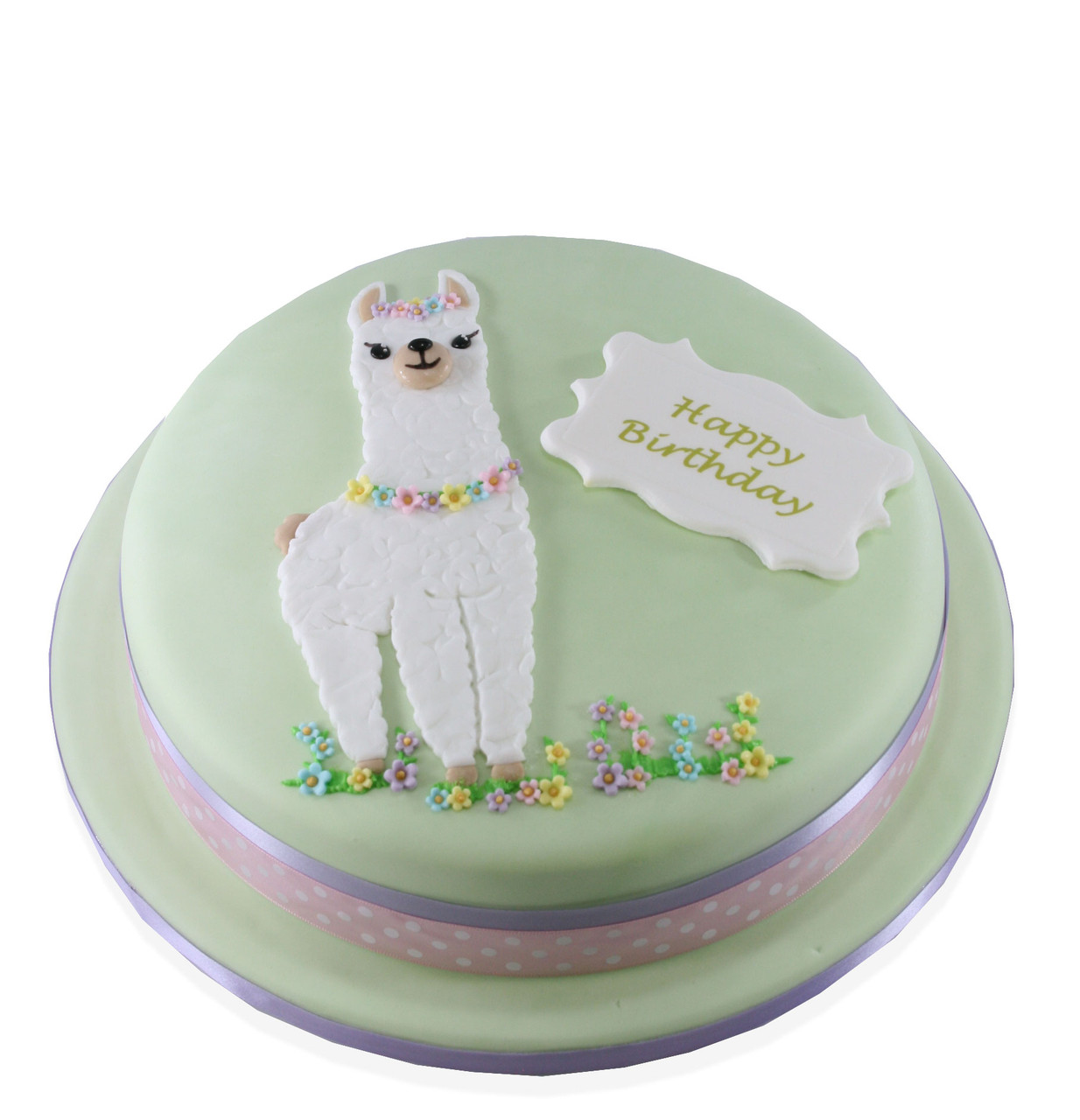 Alpaca with a Cake and Flowers (B)