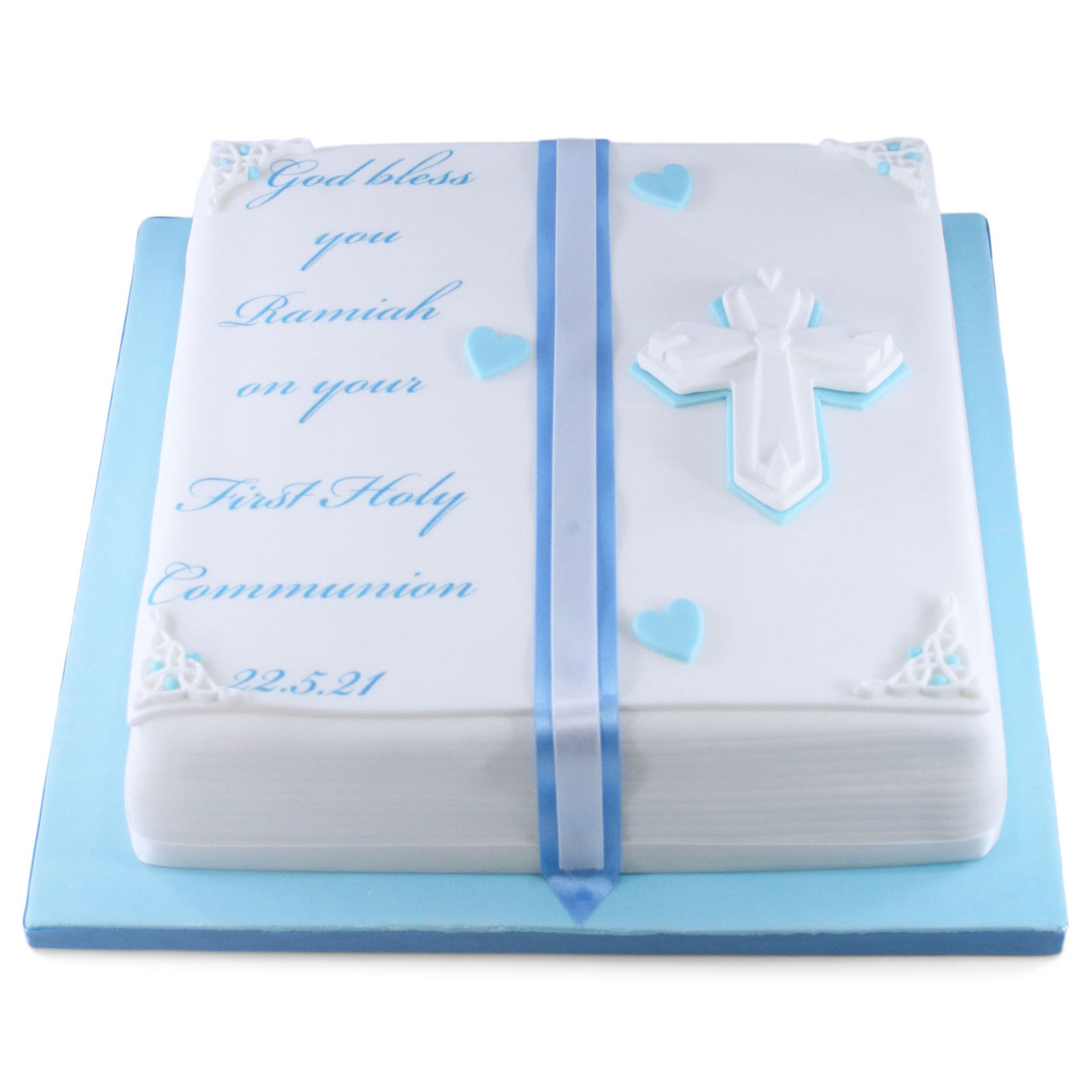 Bible Christening Cake with frangipani by EliteCakeDesigns Sydney