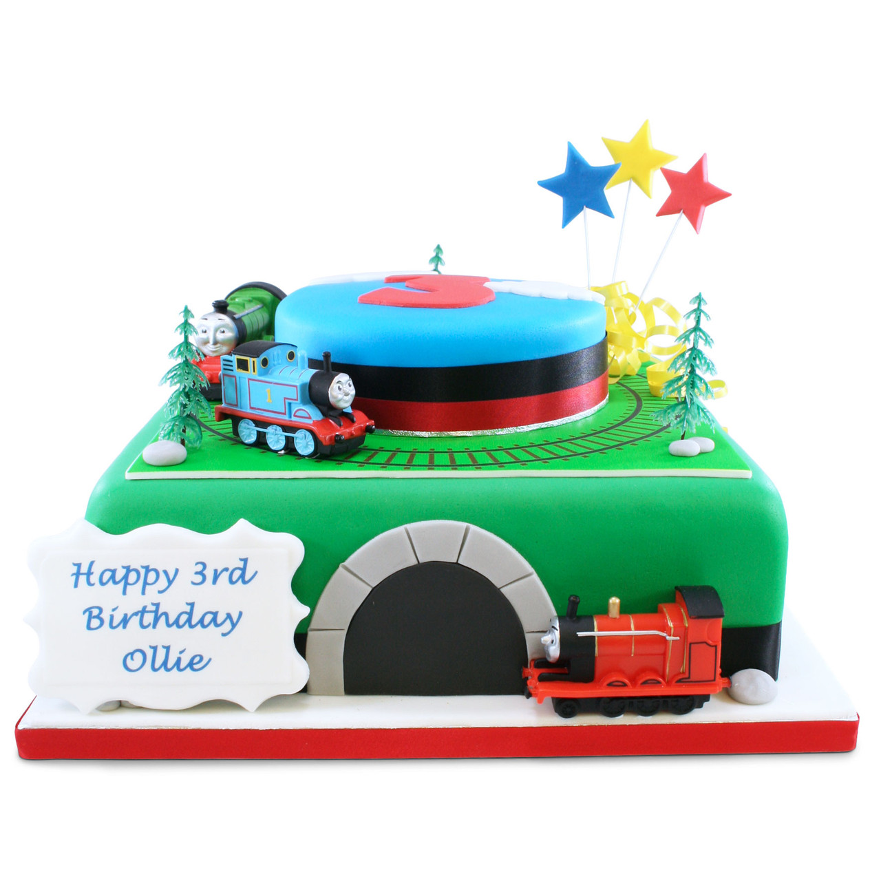 Balloons and Thomas train cake