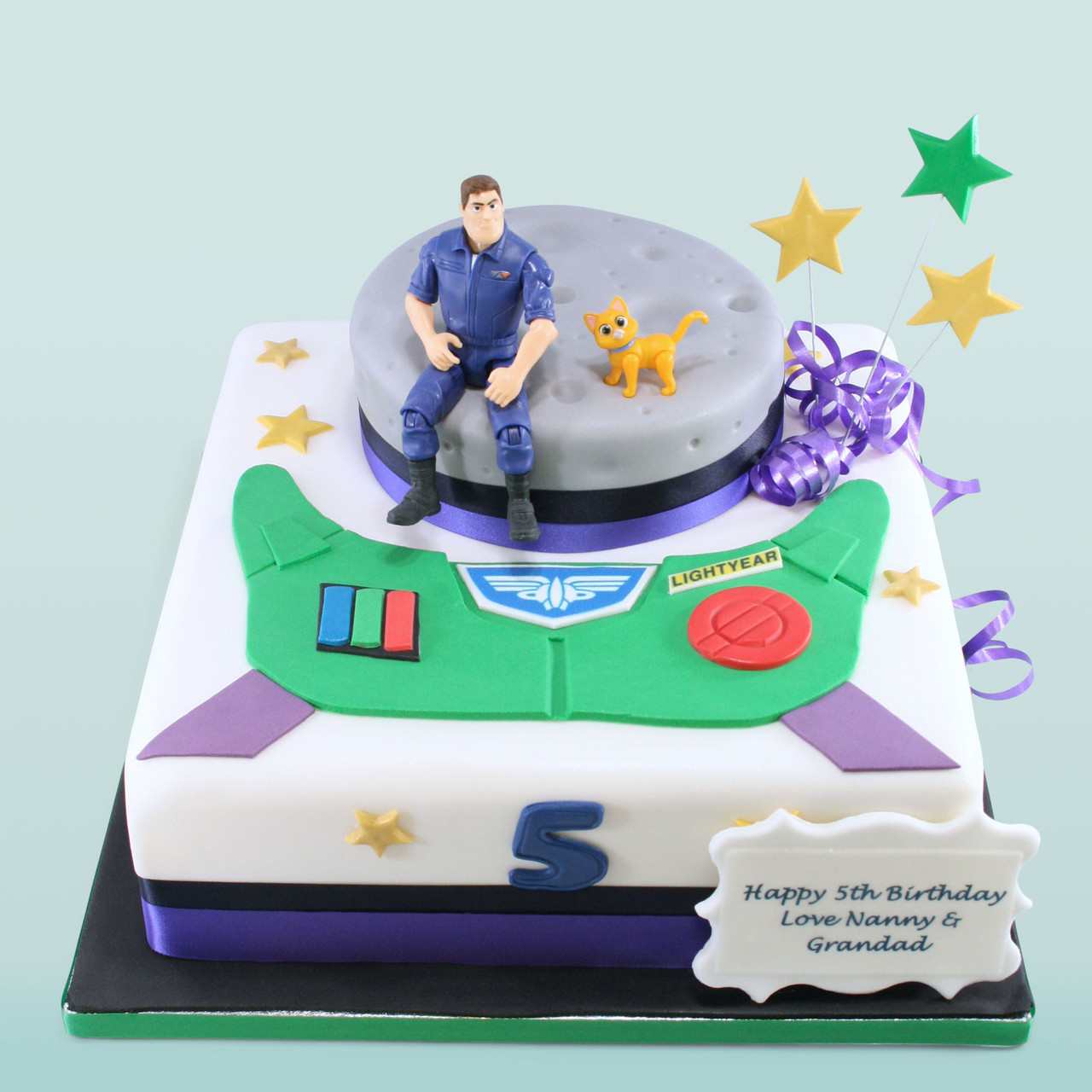 Bake It Easy Tx - Two Infinity and Beyond! A Buzz Lightyear Toy Story  themed cake. Vanilla cake and vanilla buttercream with fondant and sugar  sheet details and a super cute topper. |