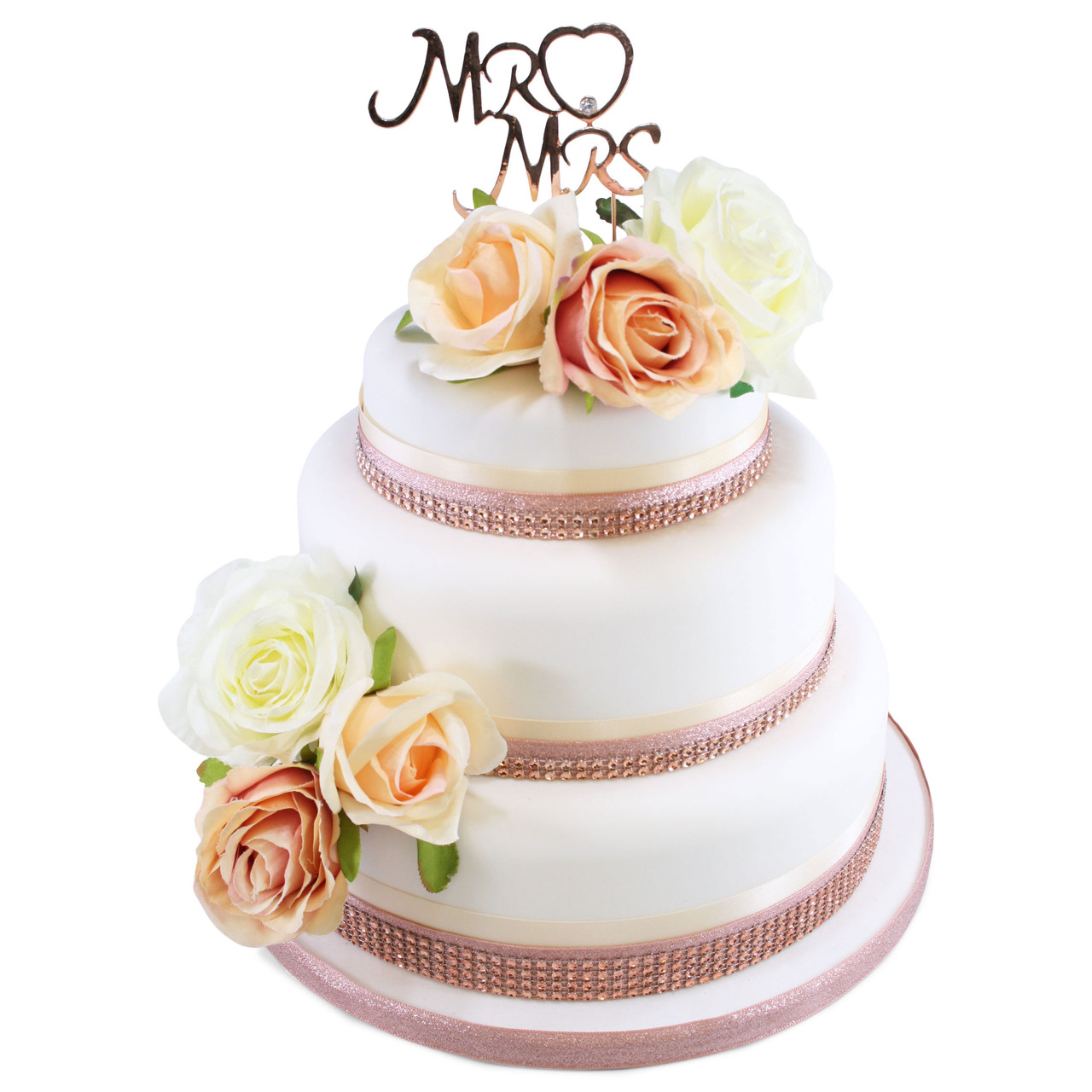 Rose Gold Three Tier Wedding Cake | Wedding Cakes |The Cake Store