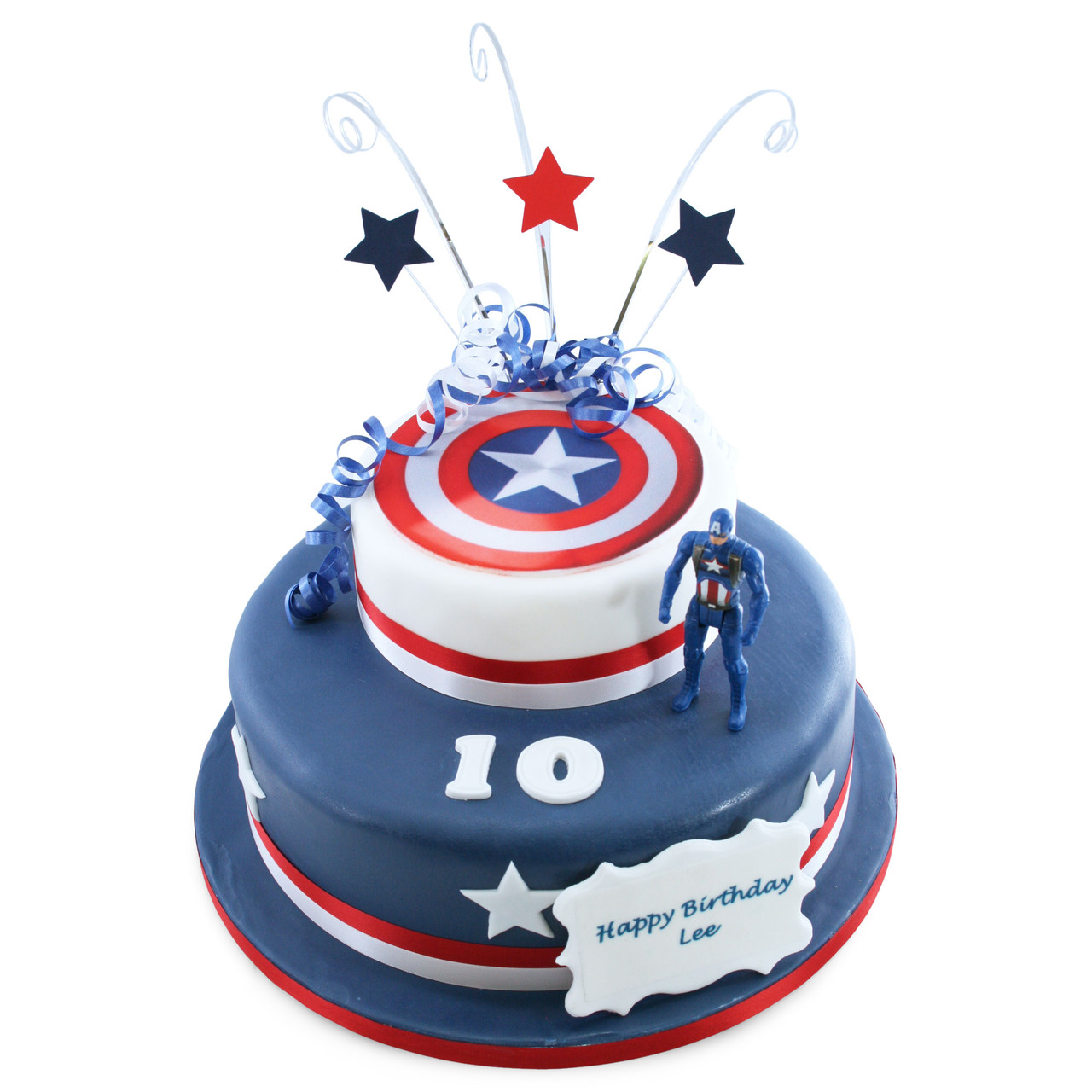 Captain America birthday cake for my 8 year old! Still nervous to try  fondant! : r/cakedecorating