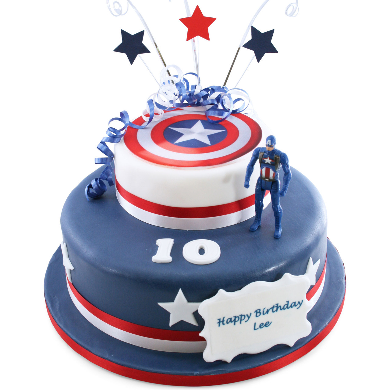 Single Tier 'Avengers' Trio Cake by bakerdays - Personalised Birthday Cake  - Children's Birthday Cake - TheFoodMarket.com